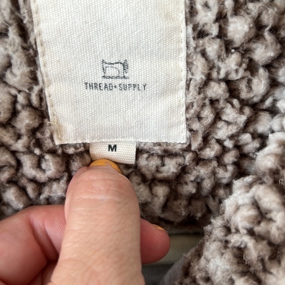 Medium Thread-a supply neutral colored  1/4 zip Sherpa sweater - Picture 3 of 5